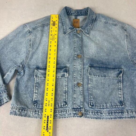 Gap Shirt Jacket Shacket Womens Plus XXL Blue Denim Lightweight Easy Utility - Picture 4 of 13